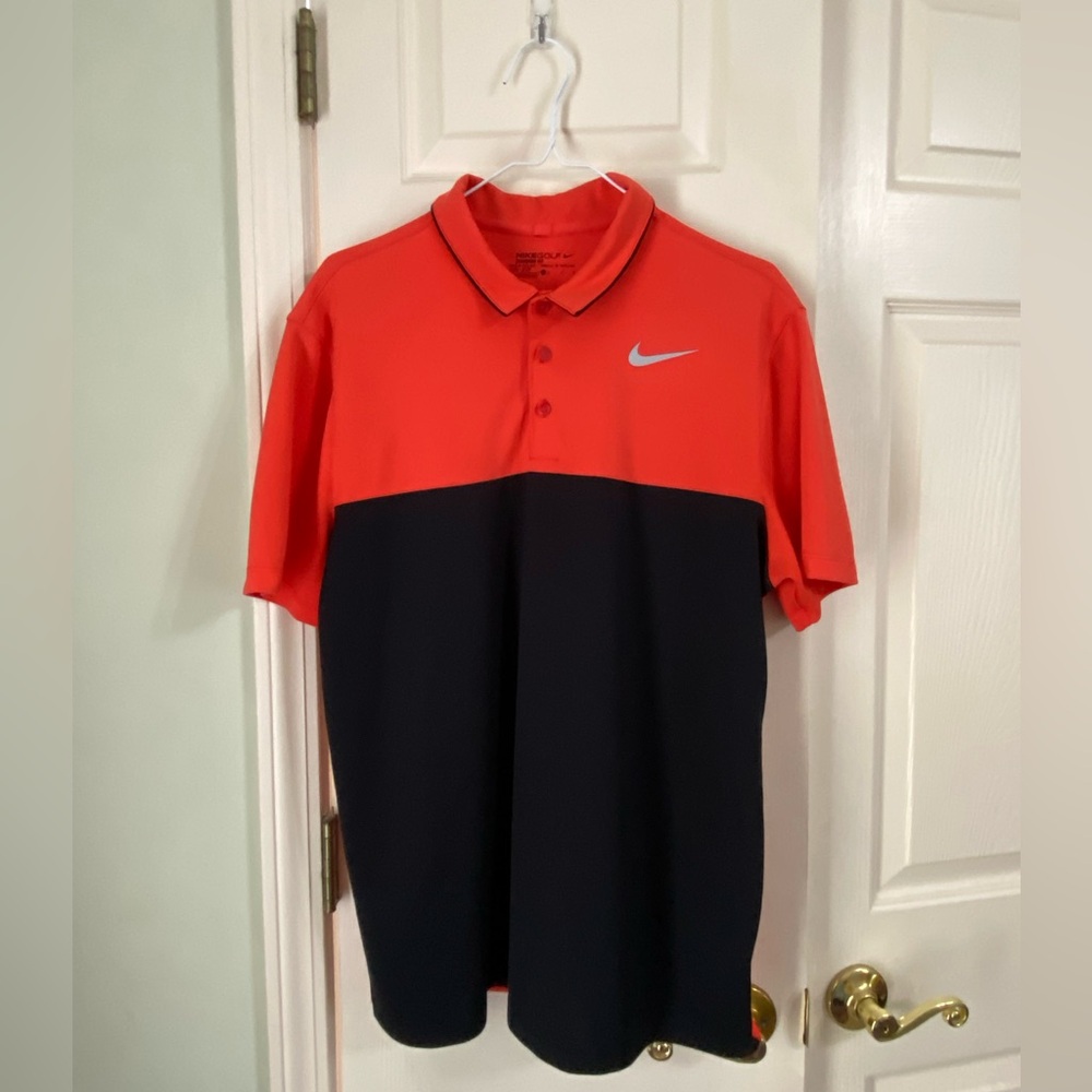 Nike Golf red black dri fit polo shirt large